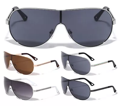 Khan Wrap Around One Piece Shield Lens Aviator Sunglasses Sport Retro Designer • $14.95