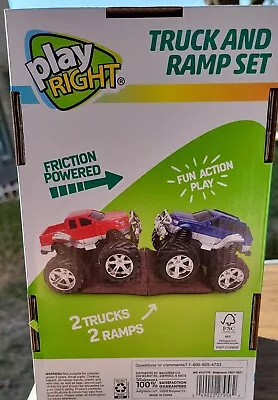 Play Right Monster Truck And Ramp Set - 2 Trucks With 2 Ramps Friction Powered! • $4.50