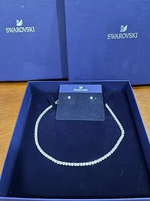 New SWAROVSKI Sparkle Crystal Tennis Deluxe Set Necklace + Earrings - 5506861 • $200