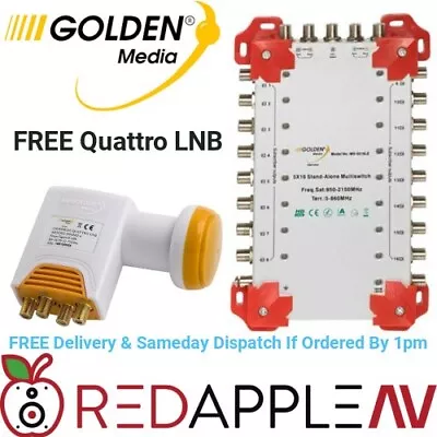 Golden Media 5×16 Stand Alone 5 In 16 Out Multiswitch With Quattro LNB FREE Post • £79.99