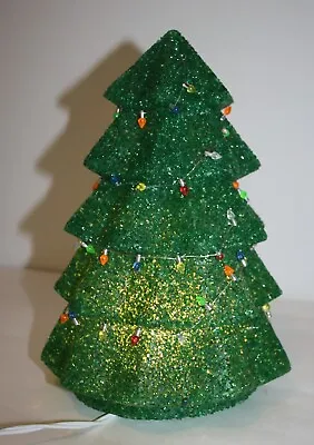 Lighted Tabletop Christmas Tree With Strand Of Lights Rubber Beads 8  X 12 H • $9.95