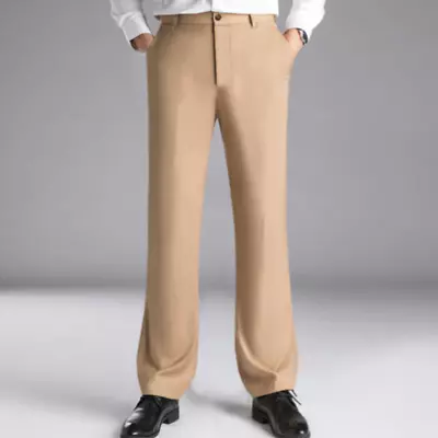 Mens Modern Latin Dance Pants Solid Straight Micro Flare Trousers Thin Suit Pant • $42.13