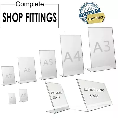 Acrylic Counter Poster Holder Perspex Leaflet Display Stand A3 A4 A5 A6 & A7 • £6.31