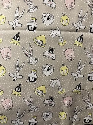 $2.99 • Buy Cotton Fabric 9x21 Looney Tunes Bugs Taz Marvin Tweetie Scrap Remnant Masks