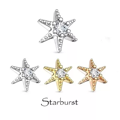 £5.49 • Buy Gem Dermal Anchor Top - Starburst - Micro Microdermal Head Surface Piercing