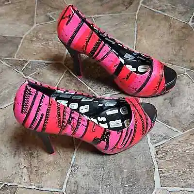 New In Box Abbey Dawn Zip It Peep Toe Platform Heels In Hot Pink Sz 9 • $45