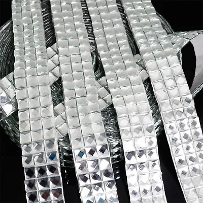 £6.99 • Buy UK Stock 2M Mirror Mosaic Tiles Self-adhesive Crystal Diamond Glass Wall Sticker