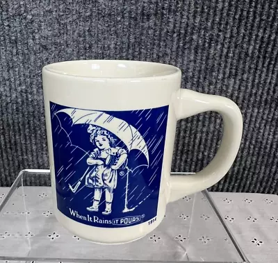 Morton Salt Umbrella Girl 1914 Ceramic Coffee Mug When It Rains It Pours Vtg EUC • $9.99