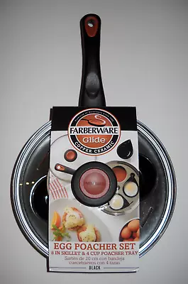 Farberware Glide Copper Ceramic Nonstick Egg Poacher Pan/Skillet With Lid4 Cups • $39.99