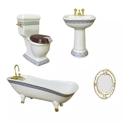 4pcs 1/12 Dollhouse Miniature Bathroom Furniture Set • $24.59