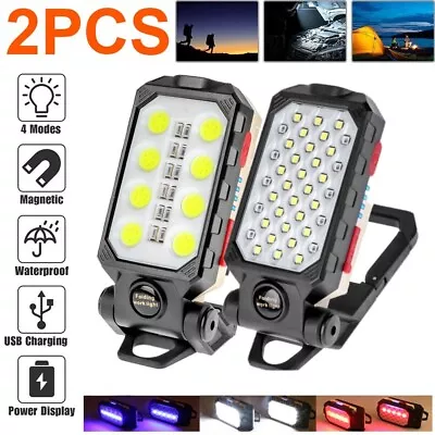 2X COB LED Work Light Magnetic USB Rechargeable Camping Folding Lamp Flashlight • $24.96