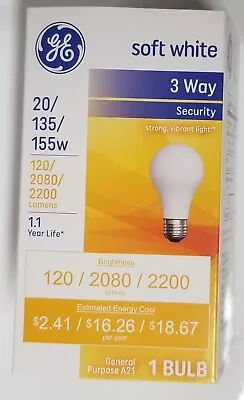GE Soft White 20/135/155-Watts Three Way Light Bulb A21 Medium Base • $13