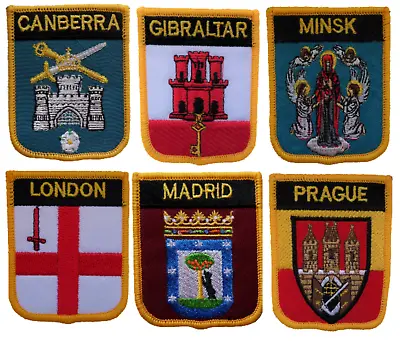 World Capital Cities Shield Embroidered Patches By Country • £5.50