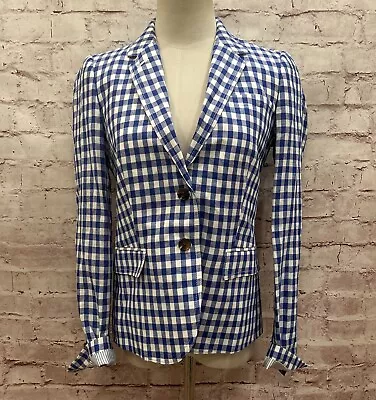 J. Crew Blazer Size 4 NEW Blue Gingham Check Linen Cotton Campbell Factory • $58.94