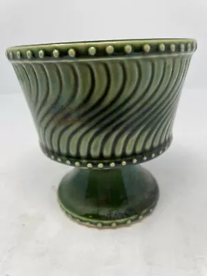 Vintage McCoy USA Planter Green Swirl Pedestal Pottery MCM Small 4.75  X 4.75  • $19.95