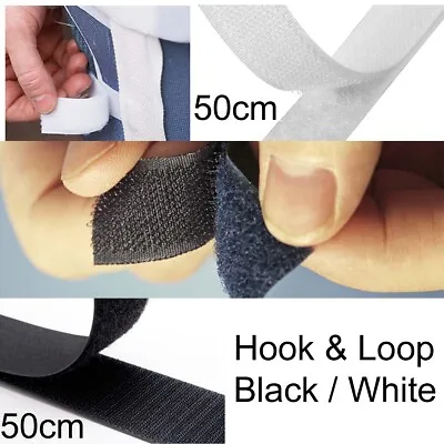 Sewing Hook And Loop Tape Sew Stitch On Clothing Bag Craft White 50cm Long Roll  • £2.49