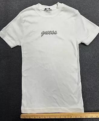 VTG 1990s Guess? Jeans Classic - Small Size WHITE T-Shirt - Streetwear Americana • $12.49