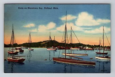 Holland MI-Michigan Boats On Macatawa Bay Vintage Souvenir Postcard • $7.99