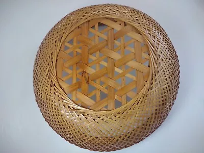 Woven Wicker Cane Bamboo Basket Round Circular Bowl Wall Decor Boho 10  Dia 3D • $10