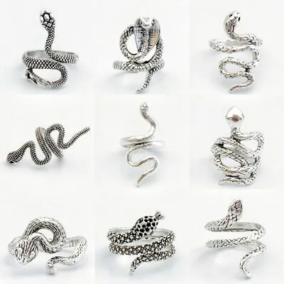 Wholesale 30 Multi- Style Silver Snake Ring Mix Men Women Punk Goth Retro Gifts • $19.94