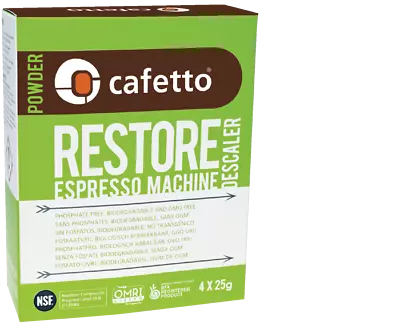 CAFETTO 4 X 25g Sachets DESCALER RESTORE Espresso Coffee Cleaner ALL BRANDS • $11.73