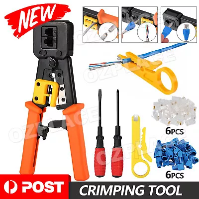 Heavy Duty EZ RJ45 Crimper Ethernet Crimping Tool End Pass Through RJ11 12 Plier • $26.85