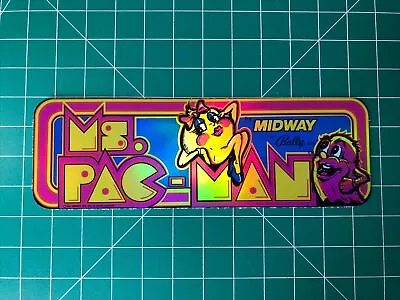 Ms. Pac-Man Arcade Marquee 1.85x5.65” Sticker Decal Holographic Glossy Vinyl • $3.99