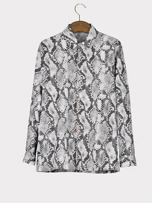 Long Sleeve Leopard Men's Slim Fit Printed Shirt Casual Party Collar Tops Blouse • £16.99