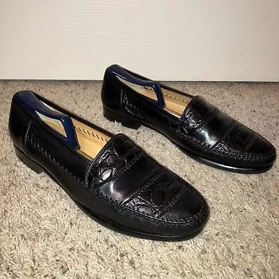 MEZLAN Crocodile Shoes BLACK - Sz 10.5 M  Made In Spain EXCELLENT! • $195