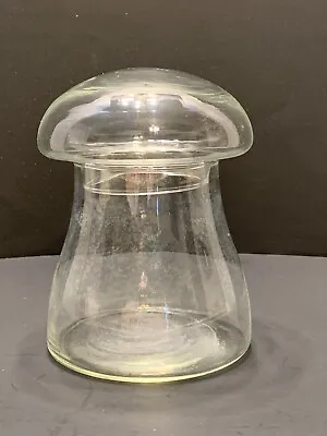 VTG 70’s Libbey Crystal Creations ￼6in Mushroom Glass Jar Terrarium Canister • $27.99