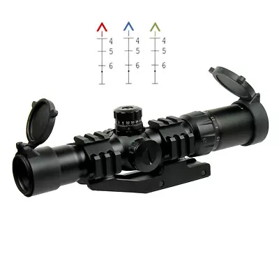 1.5-4x30 Tactical Rifle Scope Green Blue Red Chevro Reticle W/ Cantilever Mount • $65.99