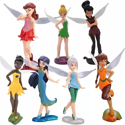 7Pcs/Set Tinkerbell Fairy Princess Action Miniature Figure Cake Topper Doll Toys • $19.85
