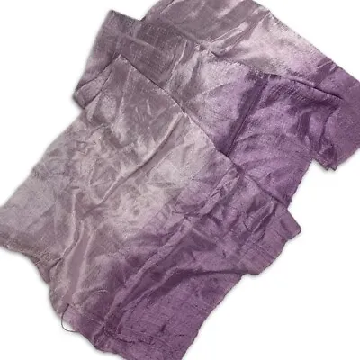 Scarf Vintage Ombre Color Purple Chiffon Thai 100% Silk Rectangle Scarf Fringe • $20