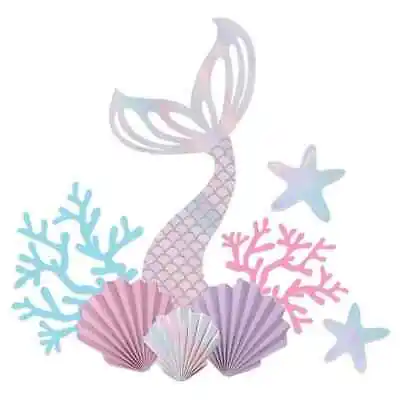 Pastel Mermaid Sea Wall Decoration Card Cut-Out Kit - 9 Piece Party Decorations • $7.99