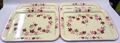 (4) Vintage Metal TV Tray Serving Lap Trays MCM Maple Leaves • $12.99