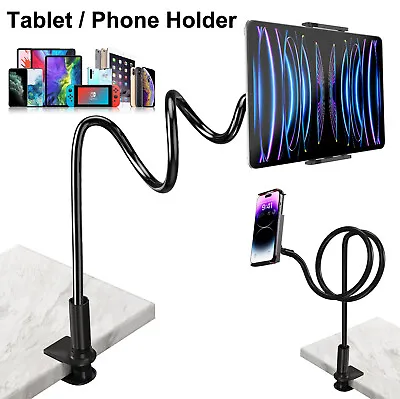 Gooseneck Tablet Holder Stand For Bed Adjustable Flexible Arm Mount Table Clamp • $11.95