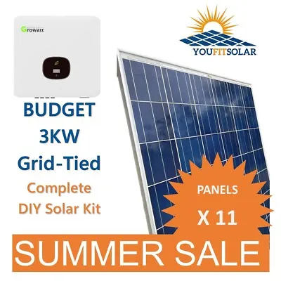 3KW DIY Solar Kit With 11 X PANELS!!!  Fit Yourself And Save £££'s • £1195