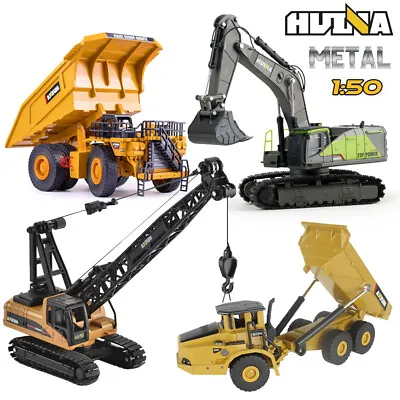 HUINA Excavator Dump Truck Crane Diecast Metal Model Construction Vehicle Toys • $20.90