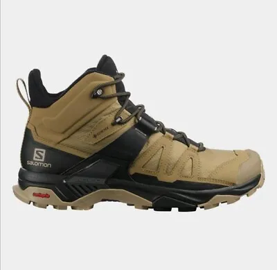 SALOMON Size UK 10.5 X Ultra 4 Mid Goretex Hiking Boots Black/Safari RRP £170 • £100