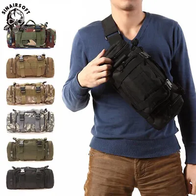 Tactical MOLLE Shoulder Bag Waist Pouch Pack Hunting Hiking Military Camping Bag • £13.99