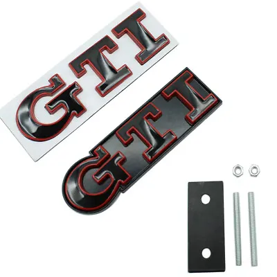 $24.85 • Buy Black GTI W/ Red Trim Metal Grille Badge + Liftgate Emblem Kit For VW Golf Polo