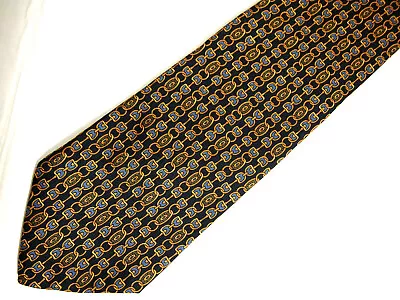 Brooks Brothers Makers Mens Necktie Tie Black Gold Chain Link 58  Career • $11.57