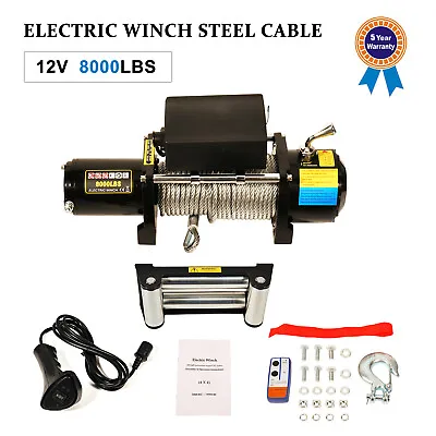 For Truck Trailer Pickup Wireless Remote 12V Electric Winch Steel Cable 8000lbs • $244.03