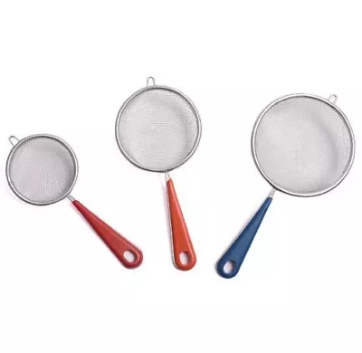 3 X STAINLESS STEEL TEA STRAINER WIRE MESH CLASSIC TRADITIONAL FILTER SIEVE SET • £3.49