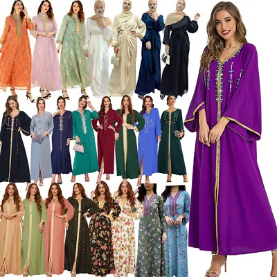 Moroccan Abaya Caftan Muslim Women Evening Party Gown Maxi Dress Islamic Kaftan • $43.14