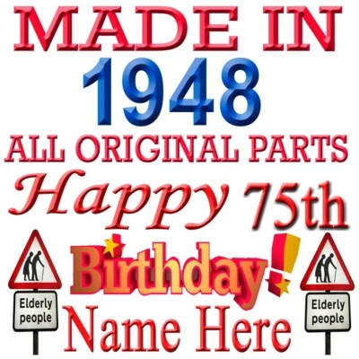 HAPPY 75th BIRTHDAY DRINKS COASTER CELEBRATION GIFT PERSONALISED WITH NAME 1948 • £5.99
