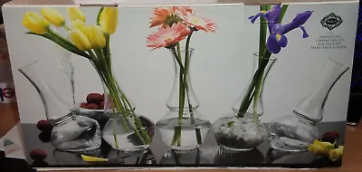 Set Of 5 Shannon Hand Crafted Uniquely Shaped  Crystal Vase Set - NEW • $13.99