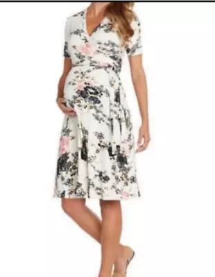 Matty M Women Soft Stretch Maternity  Knee Length Dress(ivory Floral Xxl )nwt • $27.03