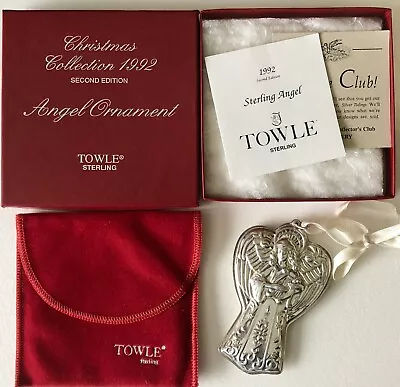 1992 TOWLE STERLING SILVER  ANGEL CHRISTMAS Tree ORNAMENT 2nd IN SERIES MINT! • $79.95