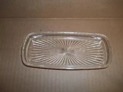 Vintage Starburst Pattern Clear Glass Butter Replacement Dish Insert MCM • $10